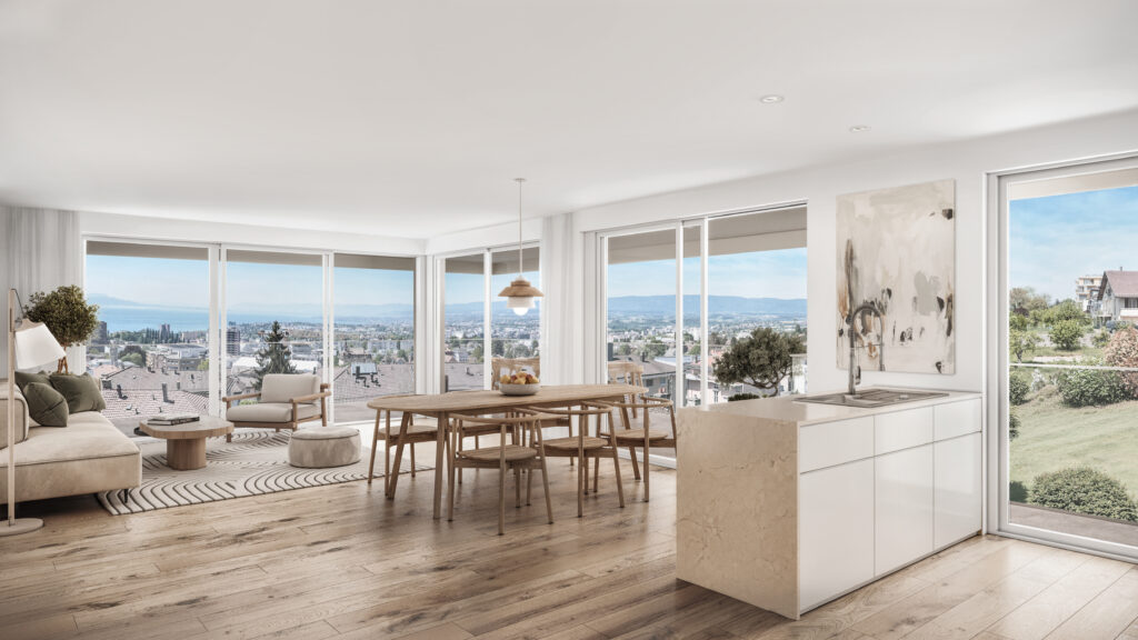 Appartement neuf à vendre à Prilly – vue 3D d'un intérieur de la Résidence Aurealago
